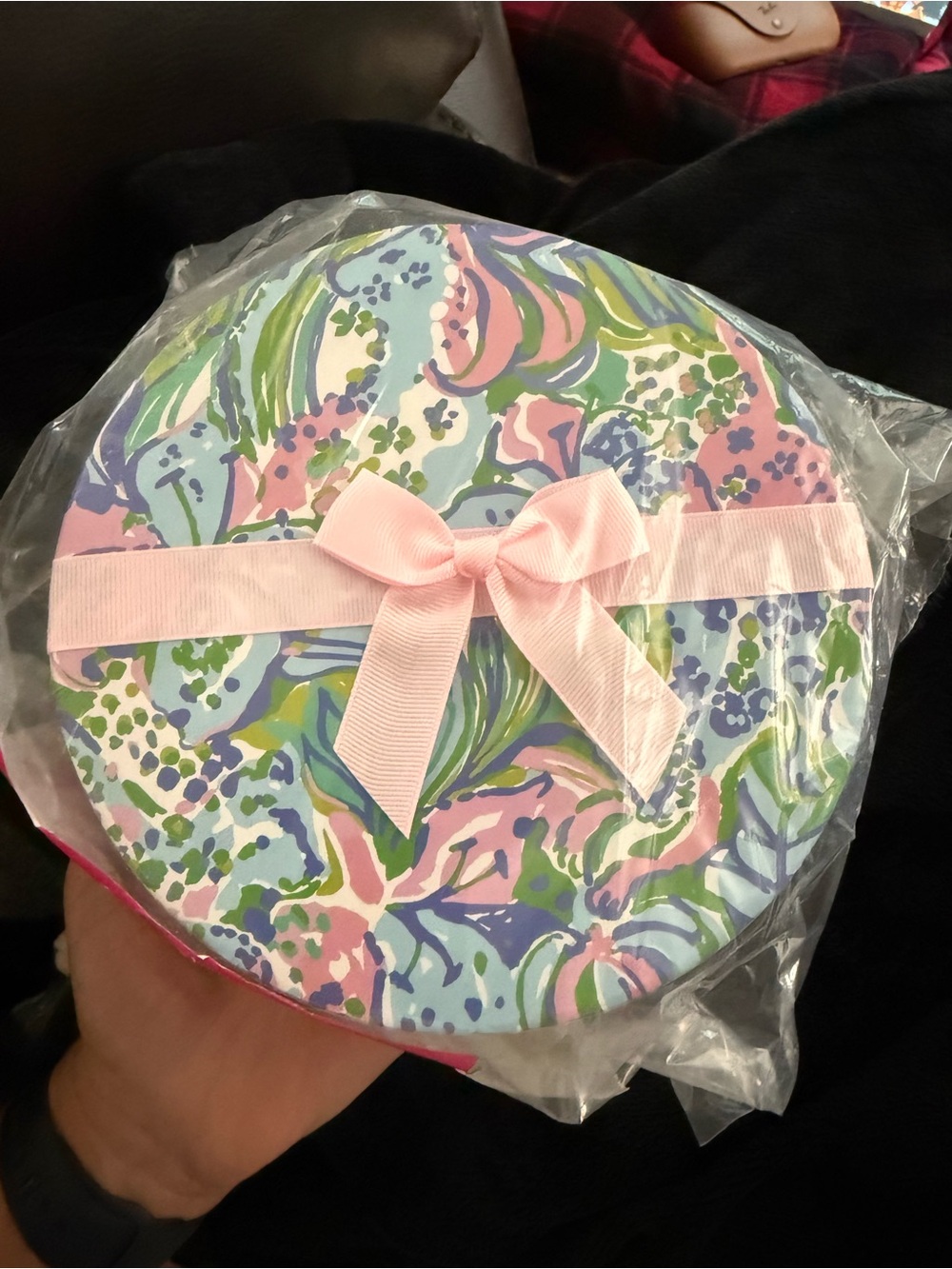 Lilly Pulitzer Round Box with Pink Bow